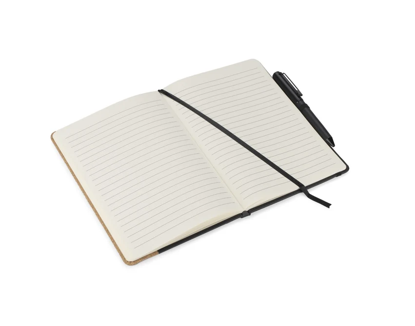 ZENIX: Czarny notes A5 z korkiem i metalowym długopisem