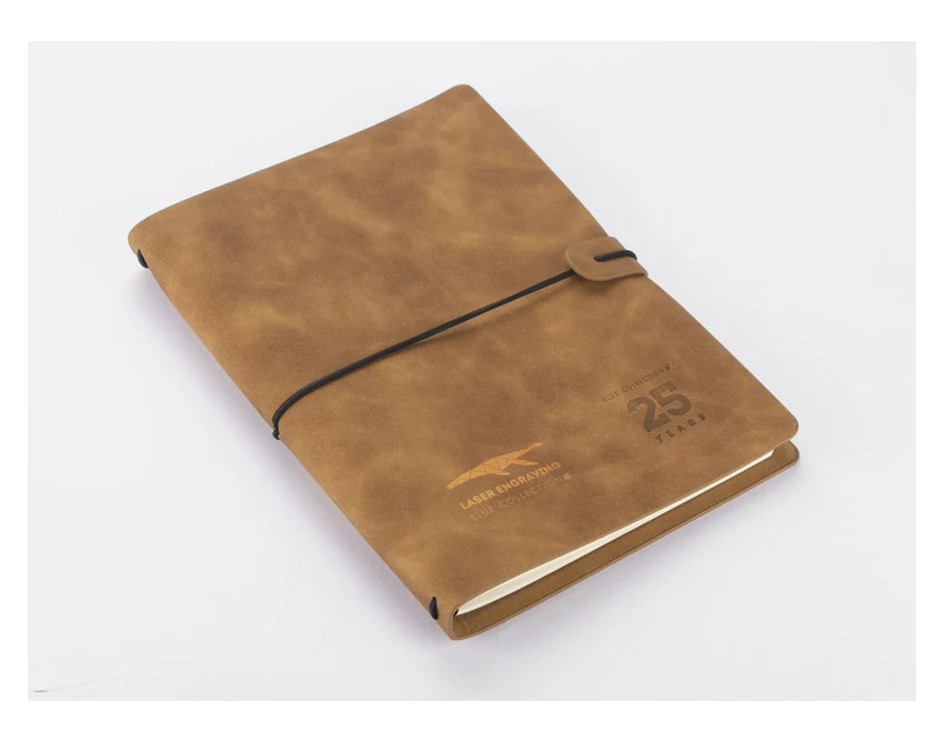 Brązowy notes skórzany RETRO LITE A5 z grawerem logo