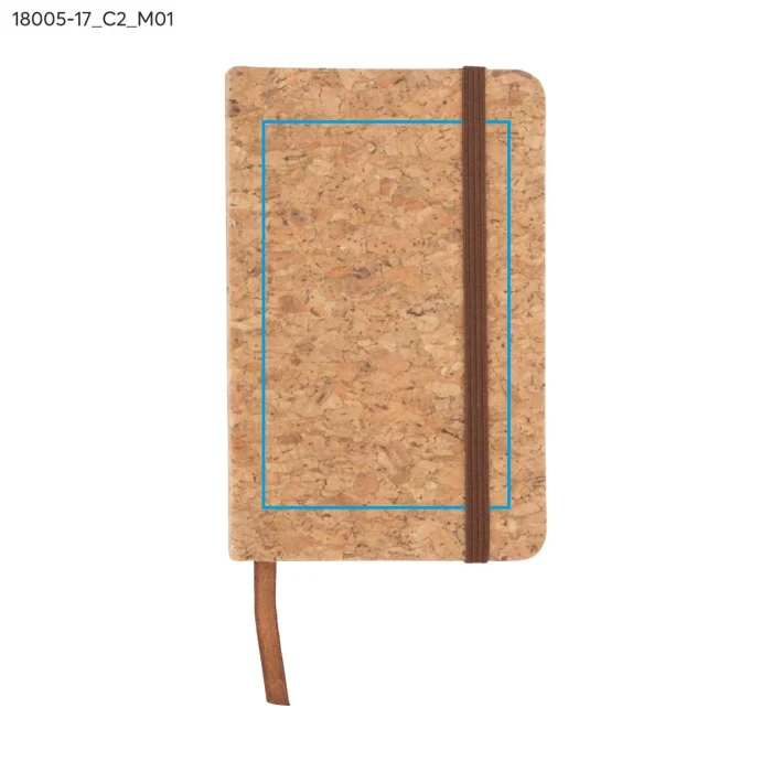 Schemat znakowania dla DTF - C2 na gadżecie: Notes korkowy CORA A6 z logo – naturalny korek, personalizacja