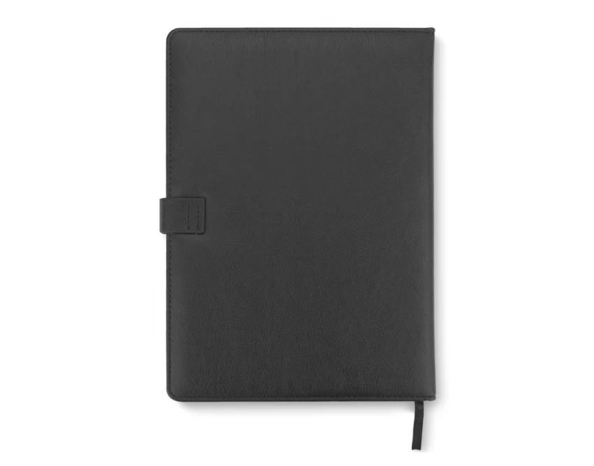 Czarny notes IDELO B5 PU z logo i magnetycznym zamknięciem