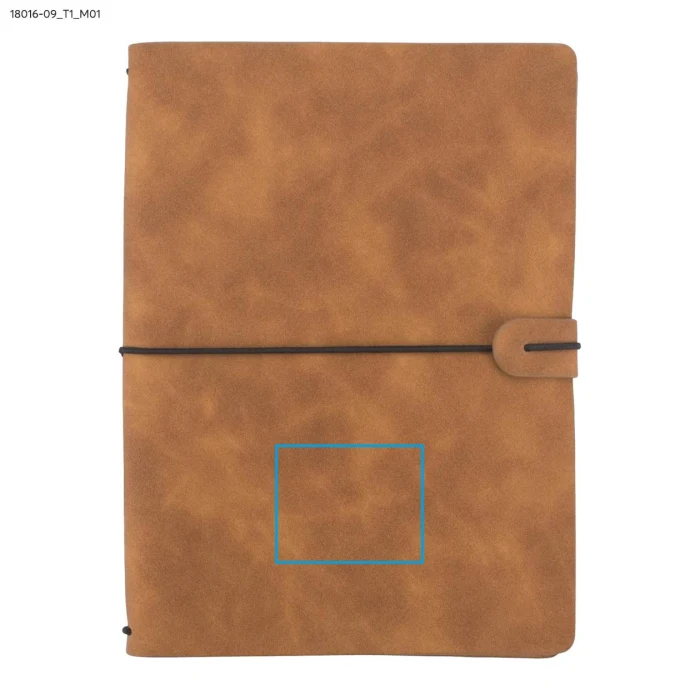 Schemat znakowania dla Tłoczenie - T1 na gadżecie: Brązowy notes skórzany RETRO LITE A5 z grawerem logo