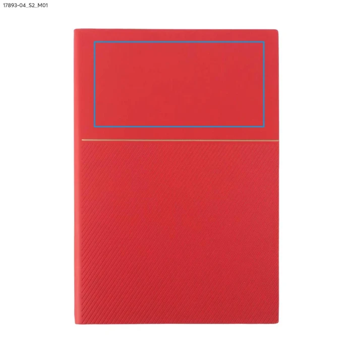 Schemat znakowania dla Sitodruk - S2 na gadżecie: Czerwony notes A5 z papieru kamiennego ze złotym zdobieniem