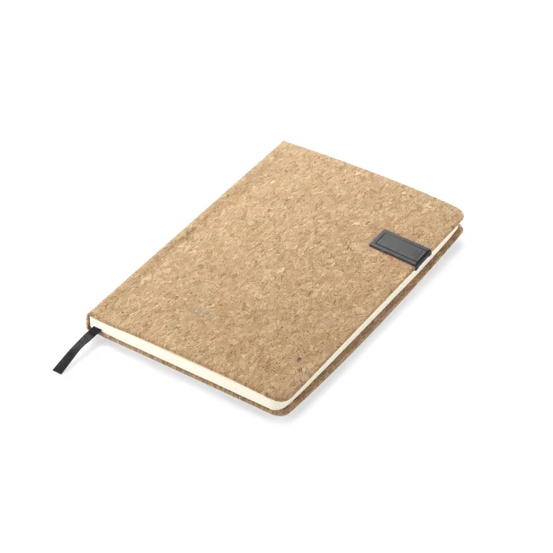 Czarny notes korkowy A5 z pendrive 16GB i logo firmy