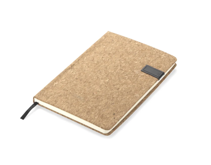 Czarny notes korkowy A5 z pendrive 16GB i logo firmy