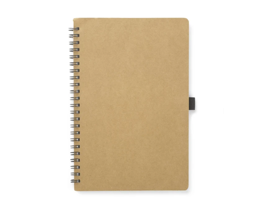 Brązowy notes A5 z papieru kamiennego z logo – eko