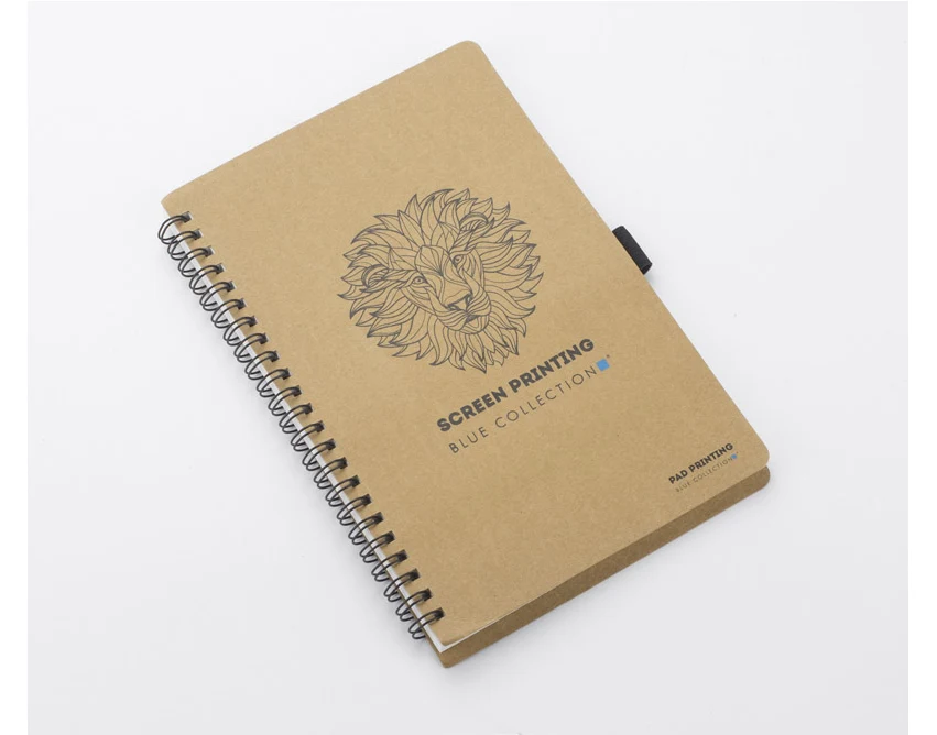 Brązowy notes A5 z papieru kamiennego z logo – eko