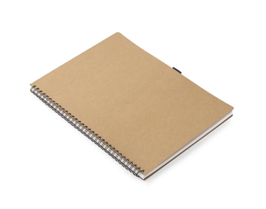 Brązowy notes A4 z papieru kamiennego z logo firmy