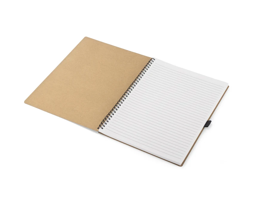 Brązowy notes A4 z papieru kamiennego z logo firmy