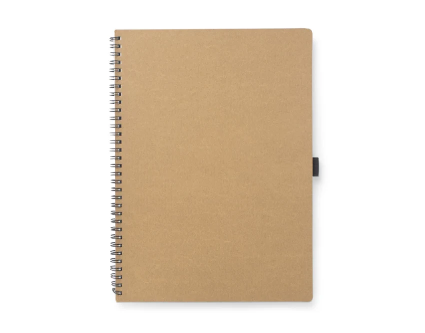 Brązowy notes A4 z papieru kamiennego z logo firmy