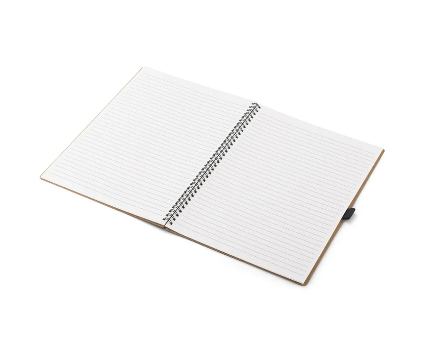 Brązowy notes A4 z papieru kamiennego z logo firmy