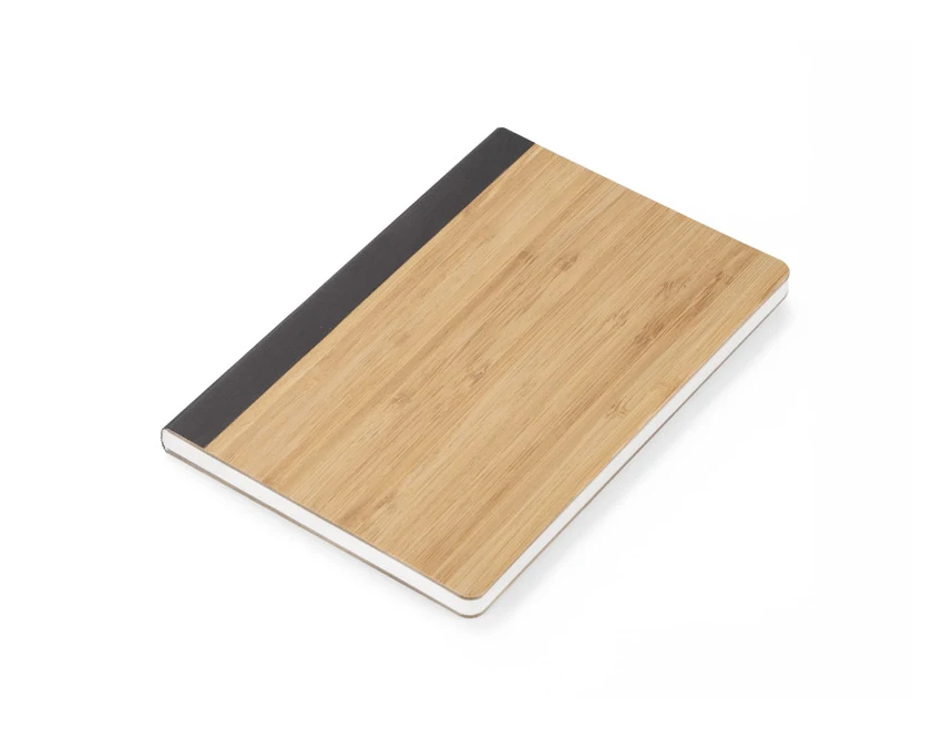 Notes bambusowy A5 z papieru kamiennego z logo – brązowy