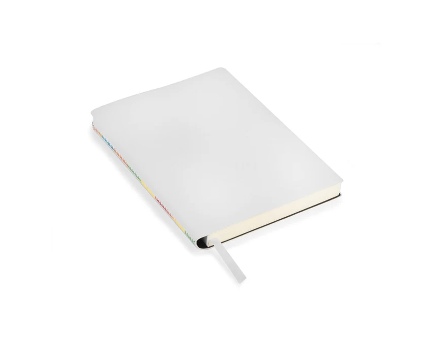 Biały notes BELLIS A5 z logo – miękka okładka, 160 stron