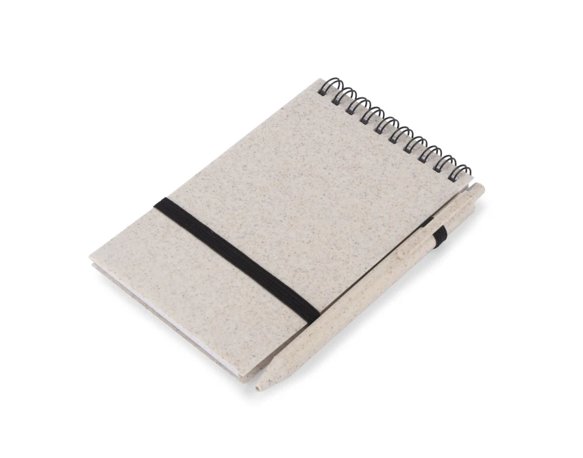 Notes ekologiczny A6 naturalny z długopisem i logo TRESA