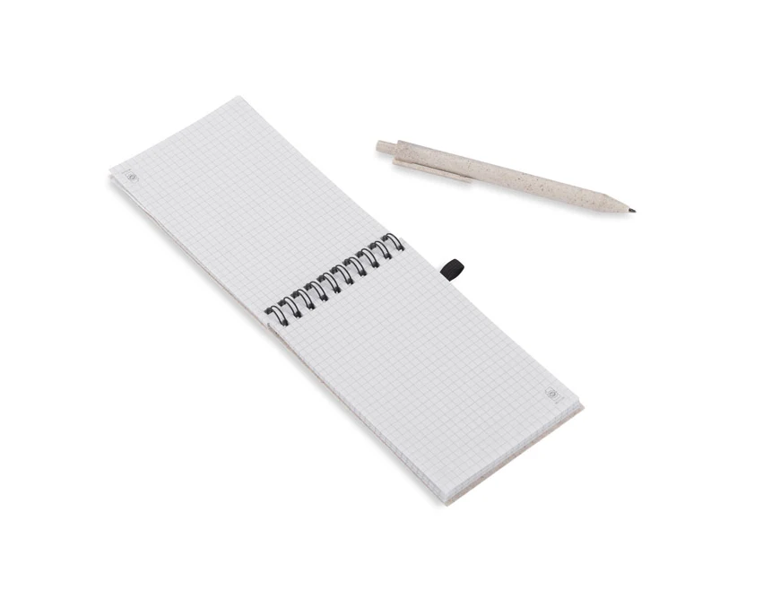 Notes ekologiczny A6 naturalny z długopisem i logo TRESA