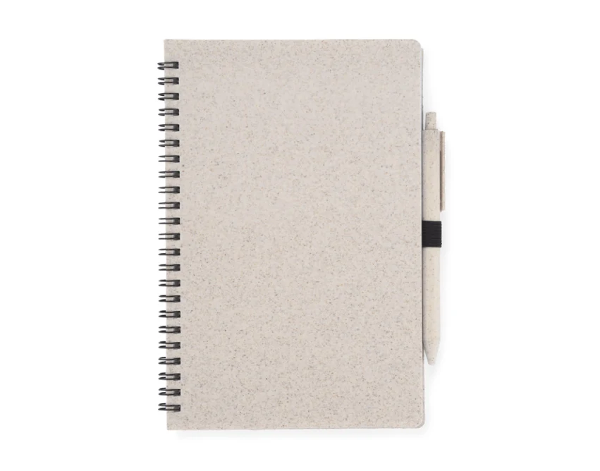 Notes ekologiczny A5 naturalny ze słomy pszenicznej z logo