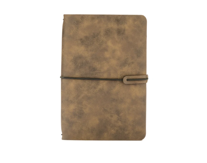 Brązowy skórzany notes retro A5 z grawerem logo firmy