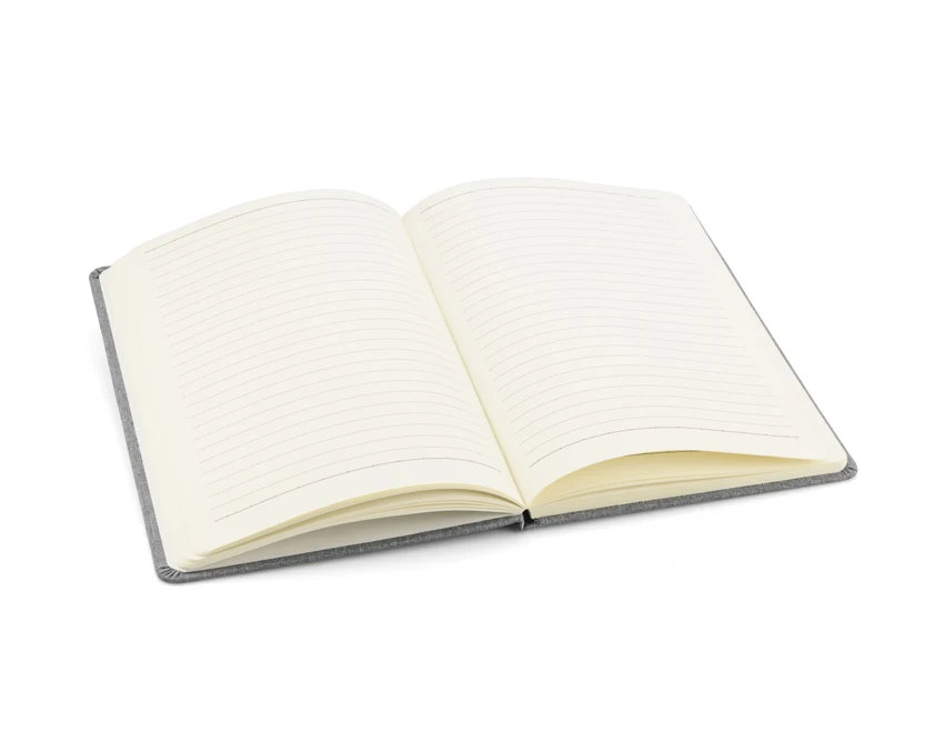 Notes Holdi A5 szara lniana okładka, niebieska gumka, logo