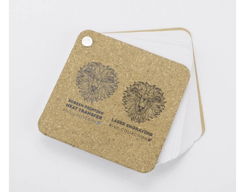 Notes korkowy 2w1 z logo – podkładka pod kubek, naturalny
