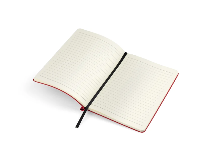 Czerwony notes MOLI A5 z miękką ekoskórą i miejscem na długopis