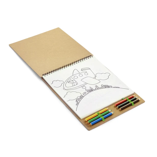 MALOVI Kolorowanka z notesem i 6 kredkami, papier, drewno