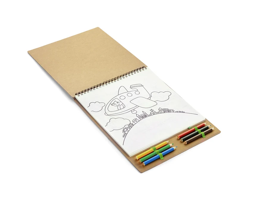 MALOVI Kolorowanka z notesem i 6 kredkami, papier, drewno