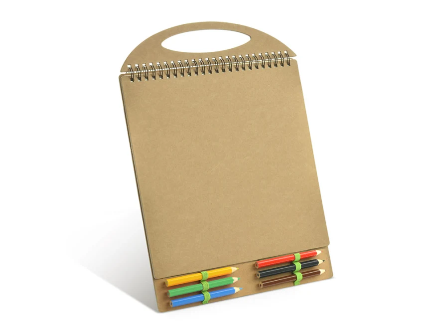 MALOVI Kolorowanka z notesem i 6 kredkami, papier, drewno