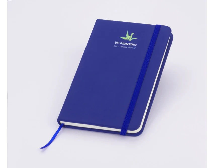 Notes VITAL A6 niebieski z ekoskóry z gumką i logo