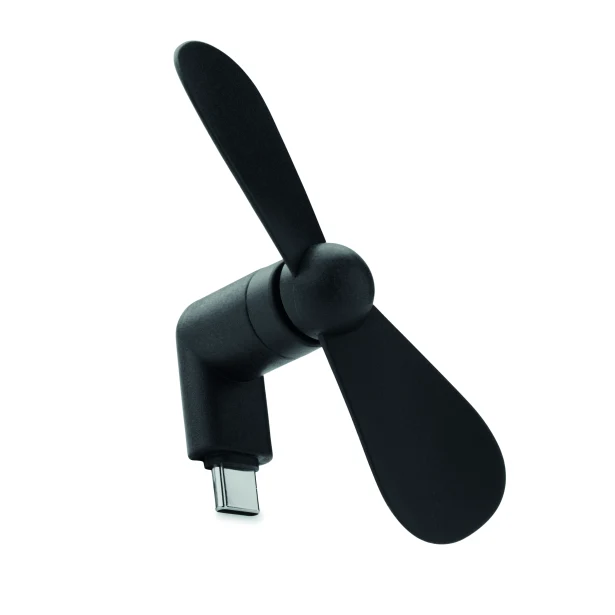 Czarny mini wentylator USB-C z logo firmy – Phan