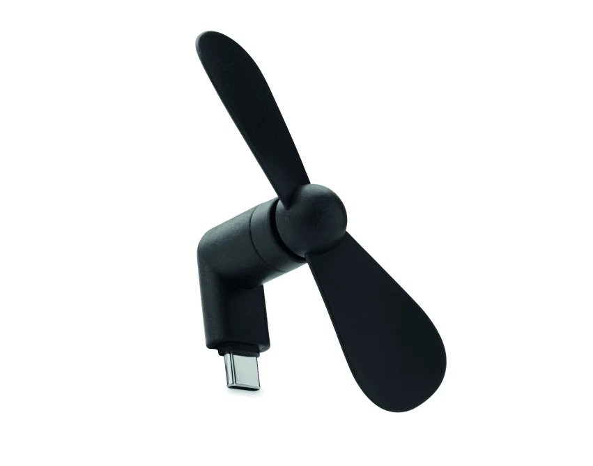Czarny mini wentylator USB-C z logo firmy – Phan