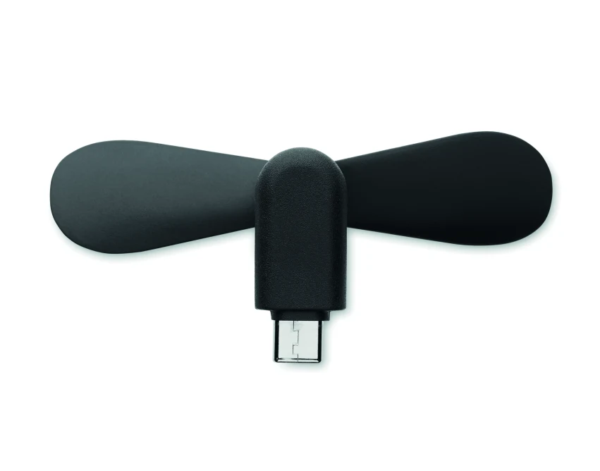 Czarny mini wentylator USB-C z logo firmy – Phan