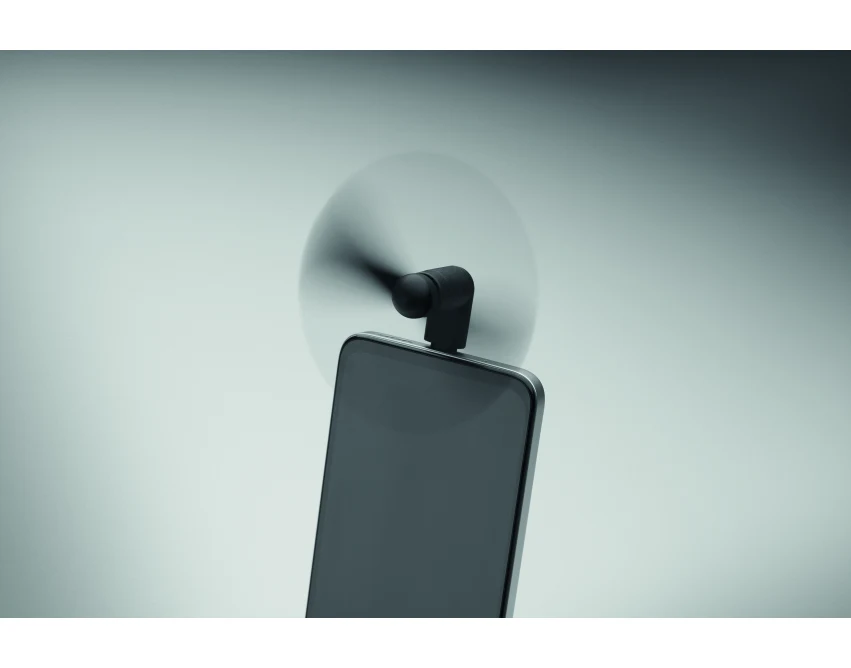 Czarny mini wentylator USB-C z logo firmy – Phan