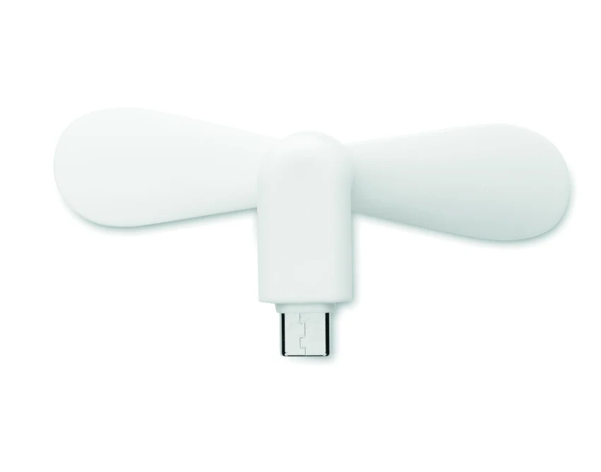Biały mini wentylator USB-C z logo – gadżet reklamowy