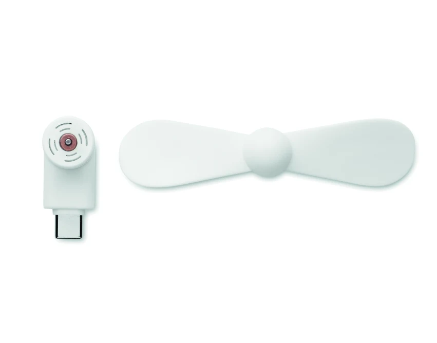 Biały mini wentylator USB-C z logo – gadżet reklamowy