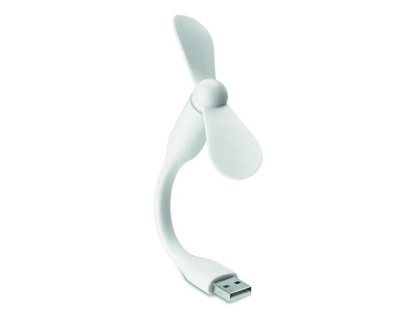 Biały przenośny wiatraczek USB Tatsumaki z logo PVC