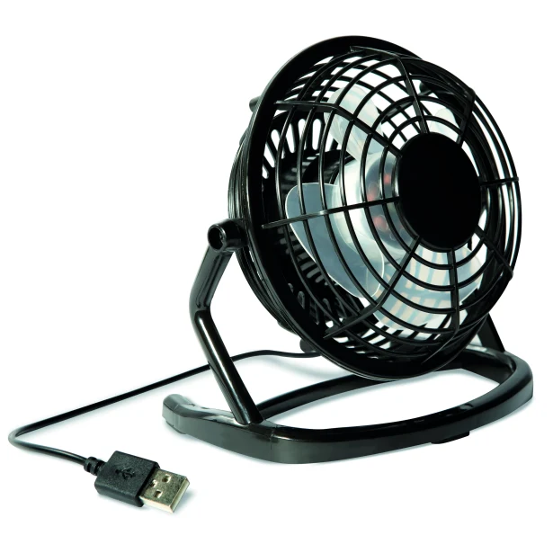 Czarny cichy wentylator USB Airy z logo firmy, ABS