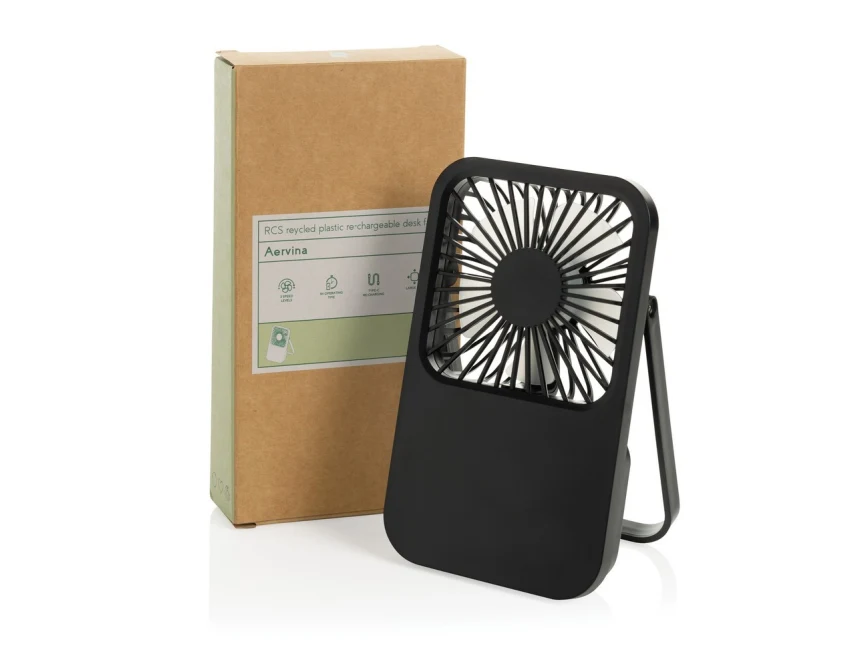 Wiatraczek USB Aervina Black z recyklingu z logo