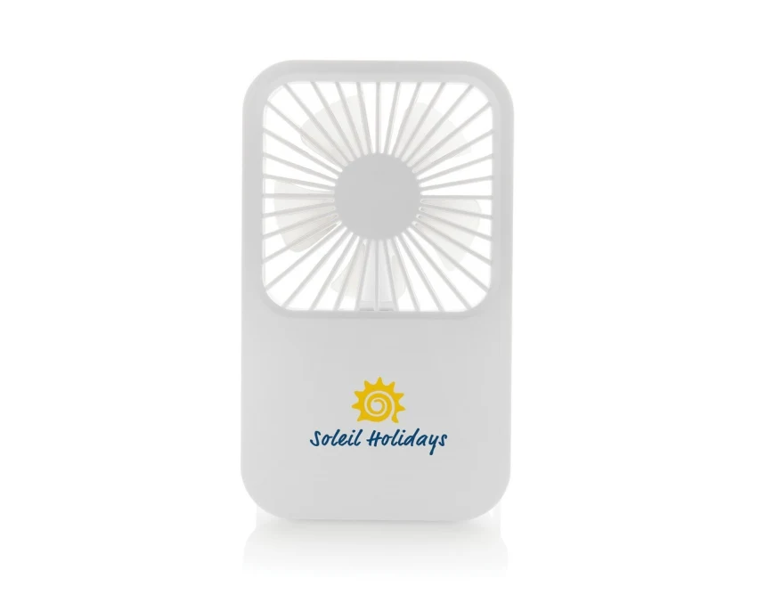 Biały ekologiczny mini wiatraczek USB z logo firmy