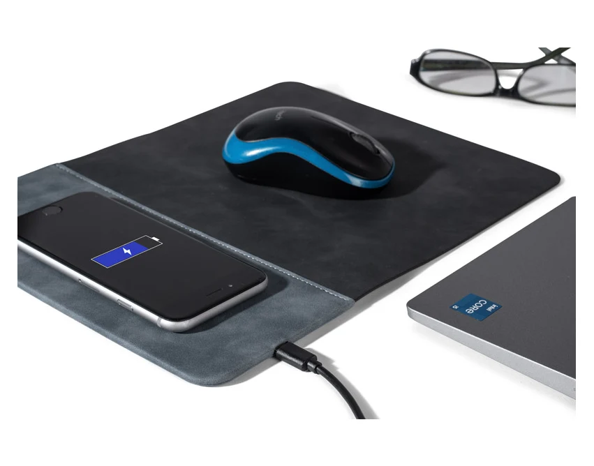 Granatowa podkładka pod mysz ENERGO 15W z ładowarką