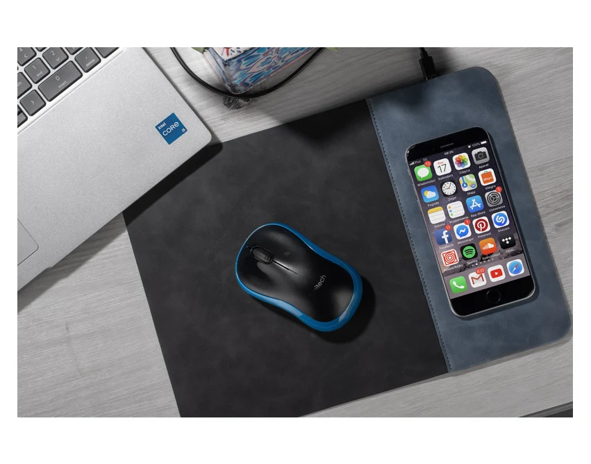 Granatowa podkładka pod mysz ENERGO 15W z ładowarką