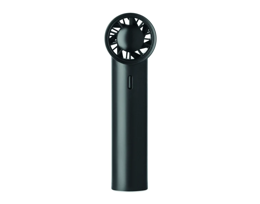 Czarny mini wentylator USB Glaci z logo – 2600 mAh, ABS