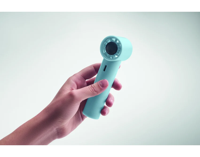 Mini wentylator USB Glaci baby blue z logo firmy 2600mAh