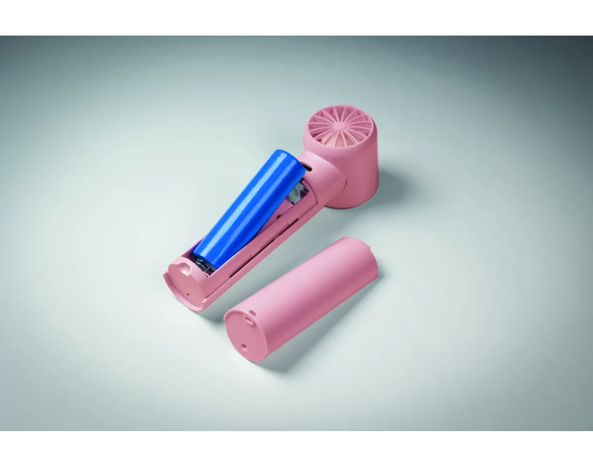 Różowy mini wentylator Glaci 2600 mAh z logo USB