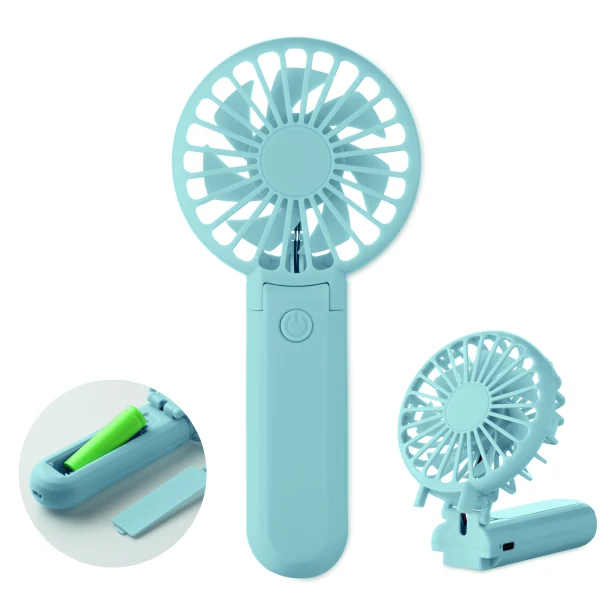Składany wentylator Ibera Baby Blue z logo firmy – ABS 500mAh