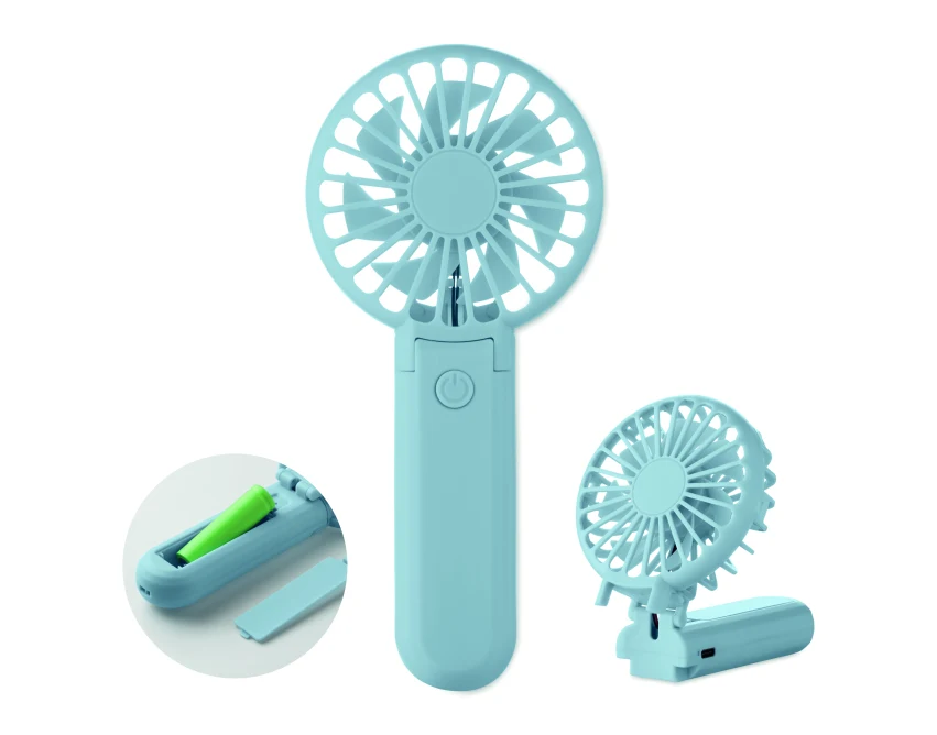Składany wentylator Ibera Baby Blue z logo firmy – ABS 500mAh