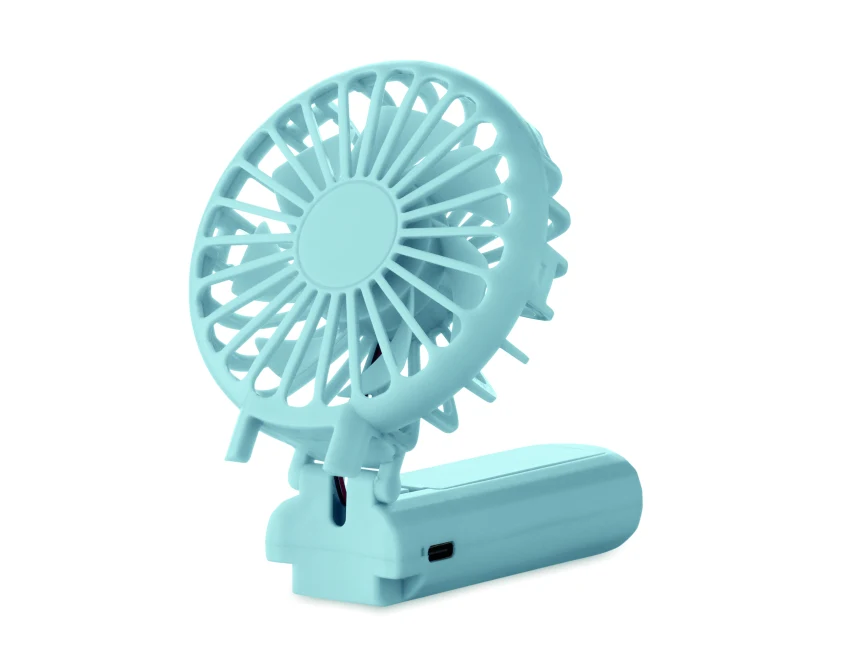 Składany wentylator Ibera Baby Blue z logo firmy – ABS 500mAh