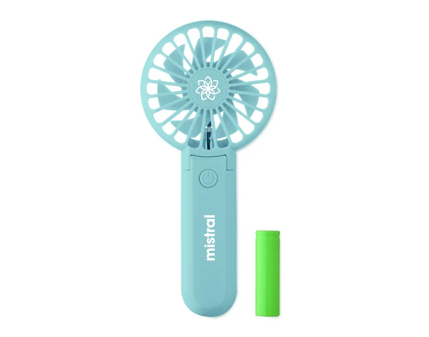 Składany wentylator Ibera Baby Blue z logo firmy – ABS 500mAh