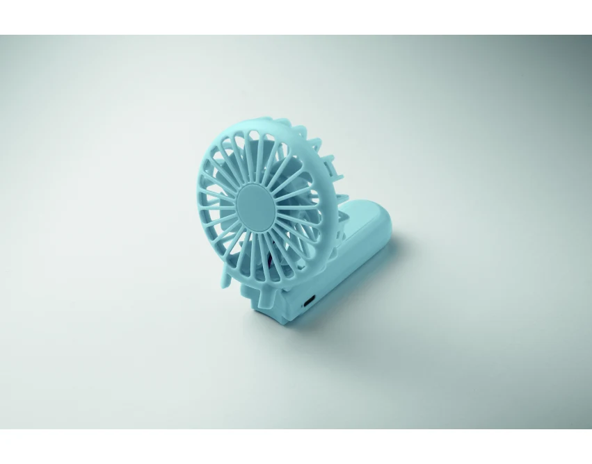 Składany wentylator Ibera Baby Blue z logo firmy – ABS 500mAh
