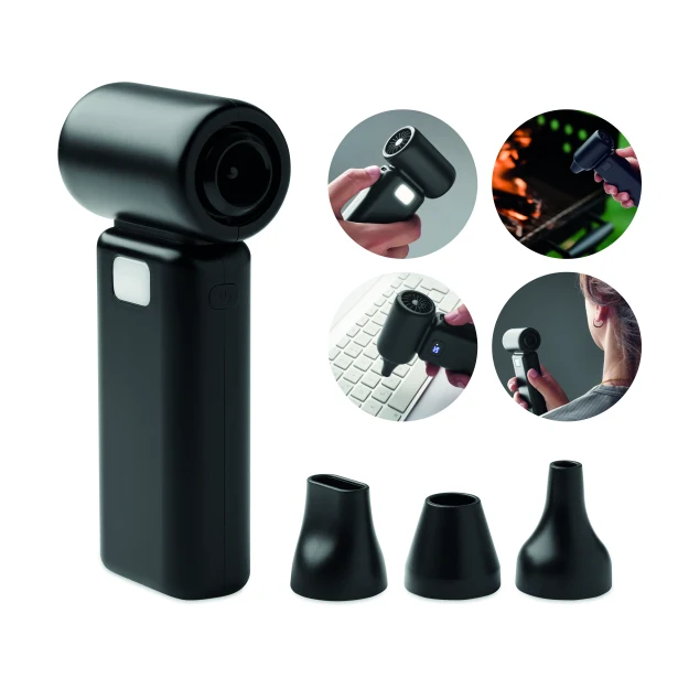 Mini wentylator USB Techmate czarny ABS z logo firmy