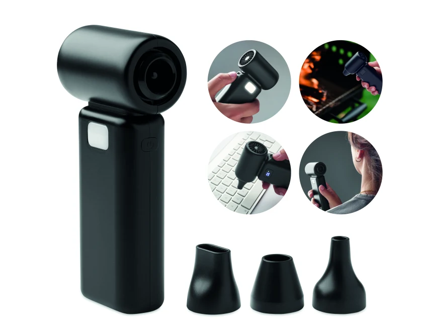 Mini wentylator USB Techmate czarny ABS z logo firmy