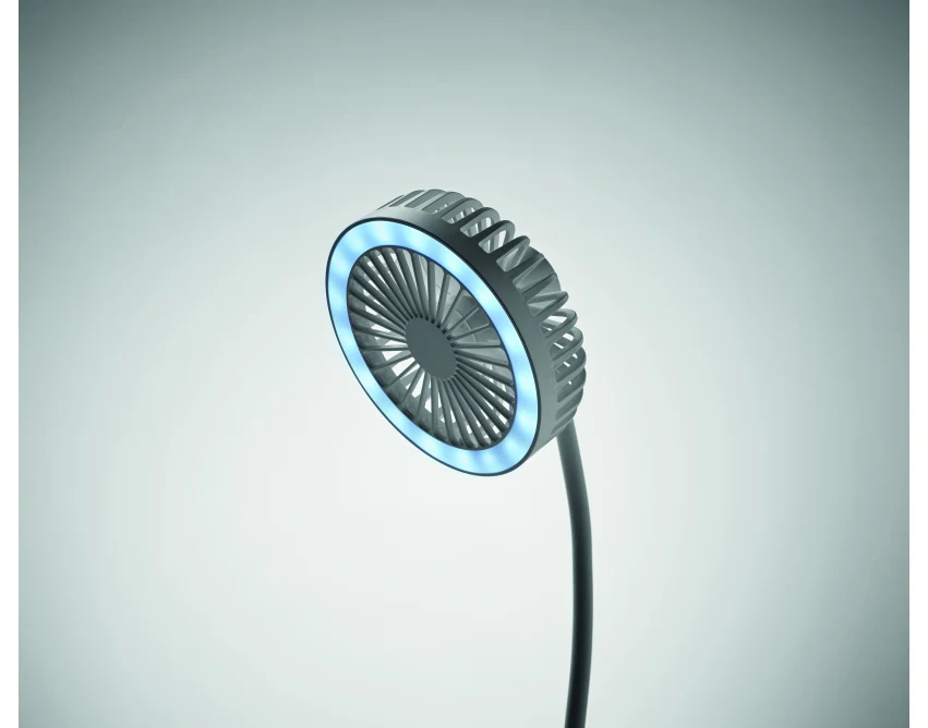 Biały wentylator biurkowy Viento z LED i ładowarką Qi 10W